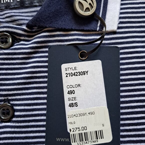 NEW Impulso Italian 100% Cotton Striped Blue Polo Shirt Size S - Picture 12 of 14